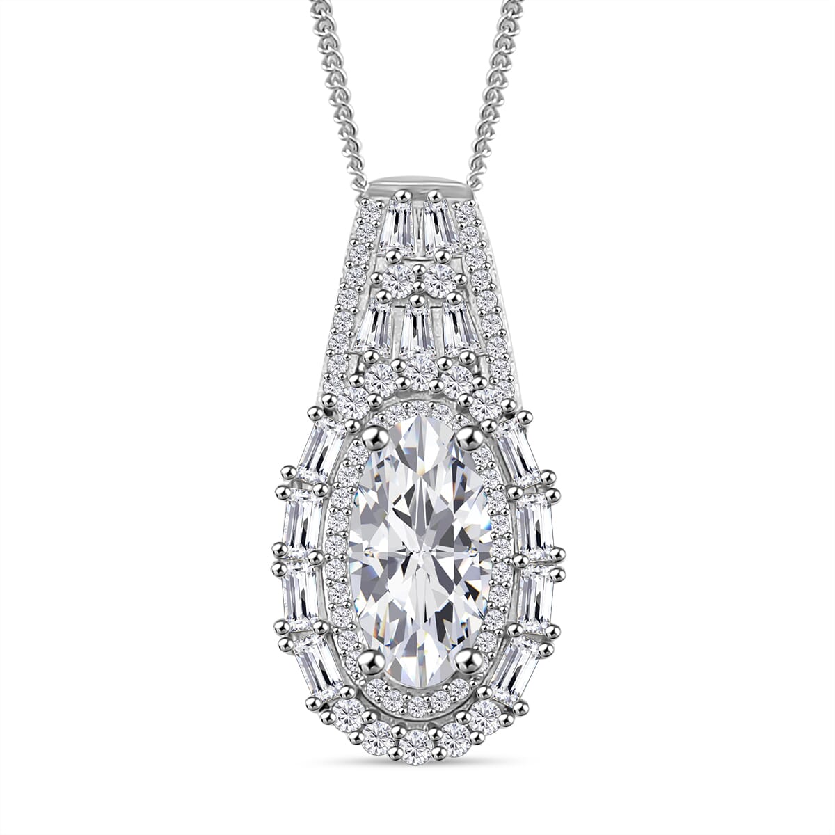 D'Joy Moissanit Ring und Anhänger mit 50cm Kette Oval