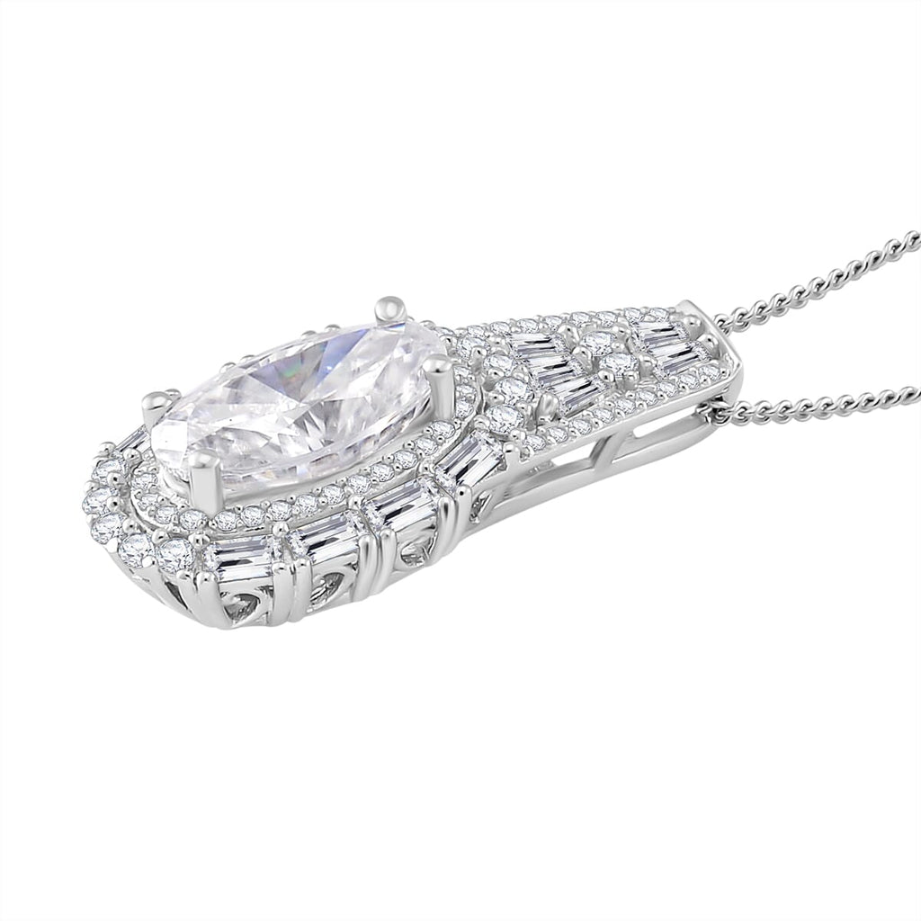 D'Joy Moissanit Ring und Anhänger mit 50cm Kette Oval