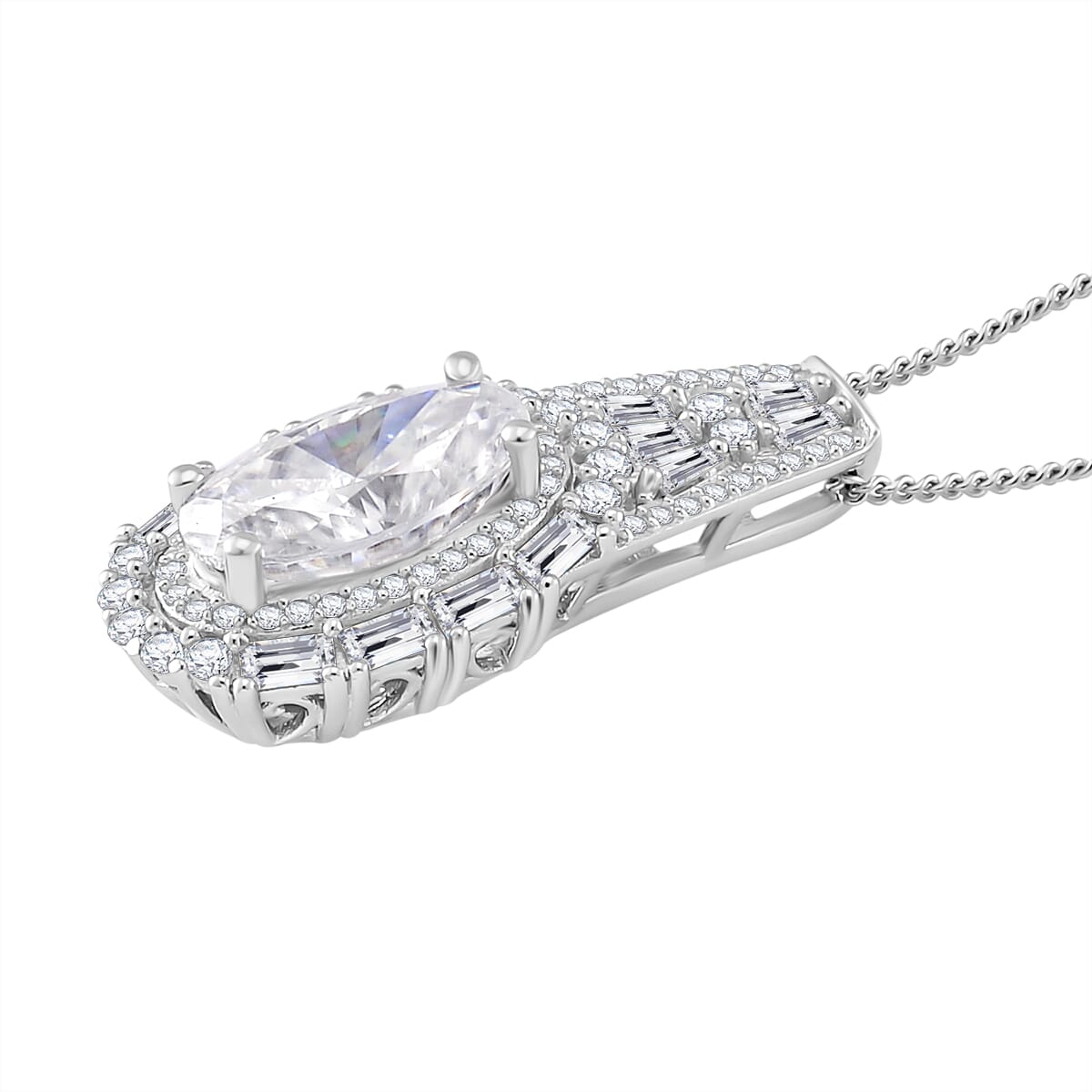 D'Joy Moissanit Ring und Anhänger mit 50cm Kette Oval