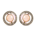 Mischen Rosa Quarz, Weißer Österreichischer Kristall Ohrringe  emailliert ca. 0,00 ct.