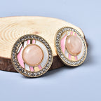 Mischen Rosa Quarz, Weißer Österreichischer Kristall Ohrringe  emailliert ca. 0,00 ct.