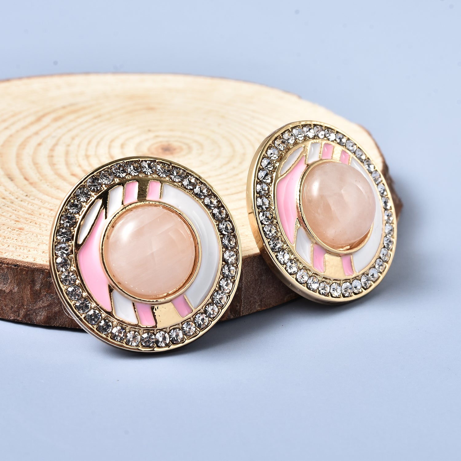 Mischen Rosa Quarz, Weißer Österreichischer Kristall Ohrringe  emailliert ca. 0,00 ct.