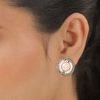 Mischen Rosa Quarz, Weißer Österreichischer Kristall Ohrringe  emailliert ca. 0,00 ct.