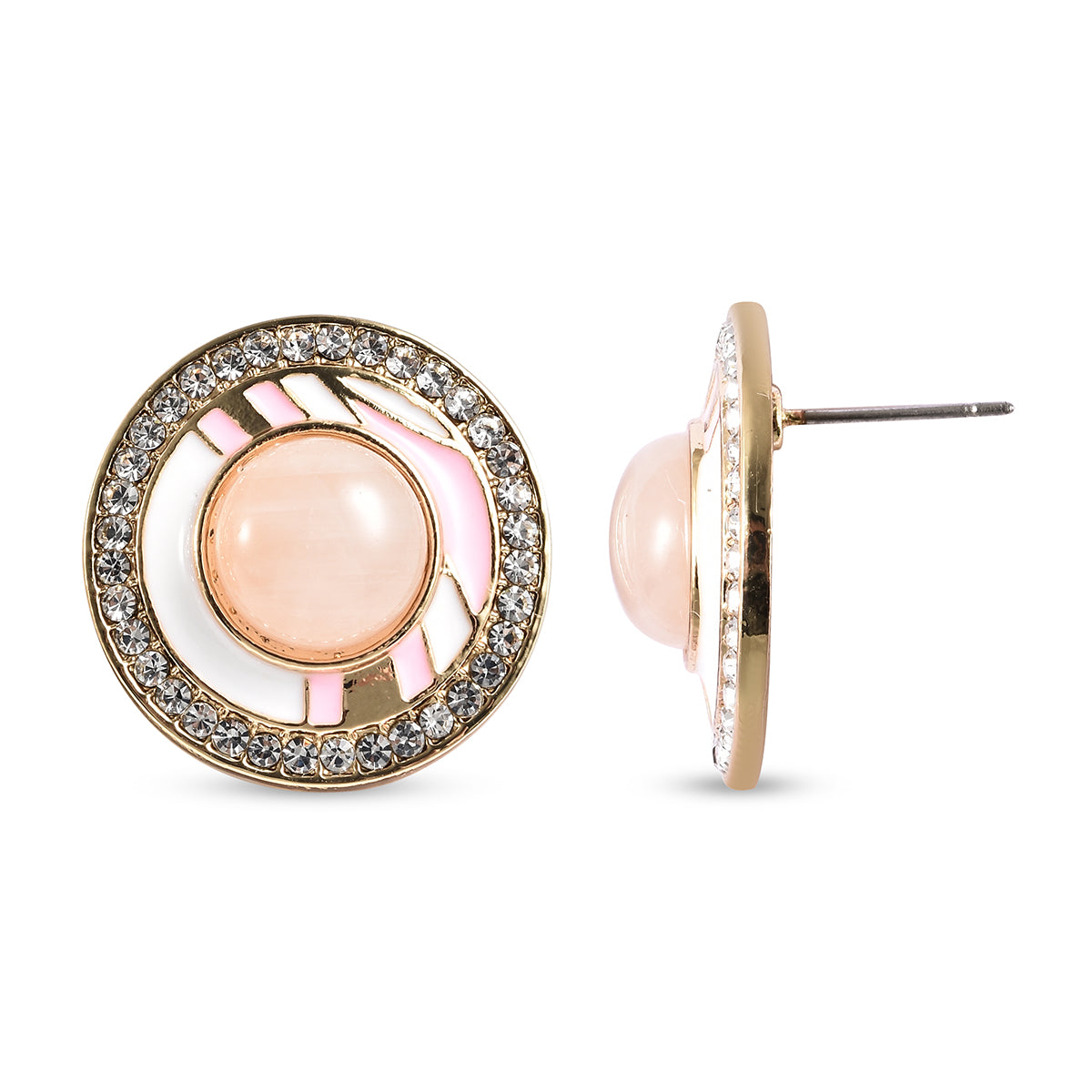 Mischen Rosa Quarz, Weißer Österreichischer Kristall Ohrringe  emailliert ca. 0,00 ct.