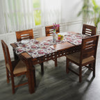 5er Set: Jacquard gewebter Tischläufer und 4 Tischsets, Blumen