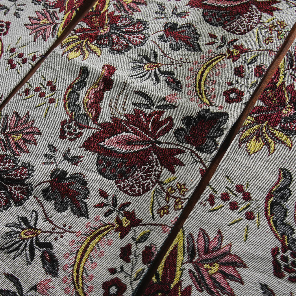 5er Set: Jacquard gewebter Tischläufer und 4 Tischsets, Blumen
