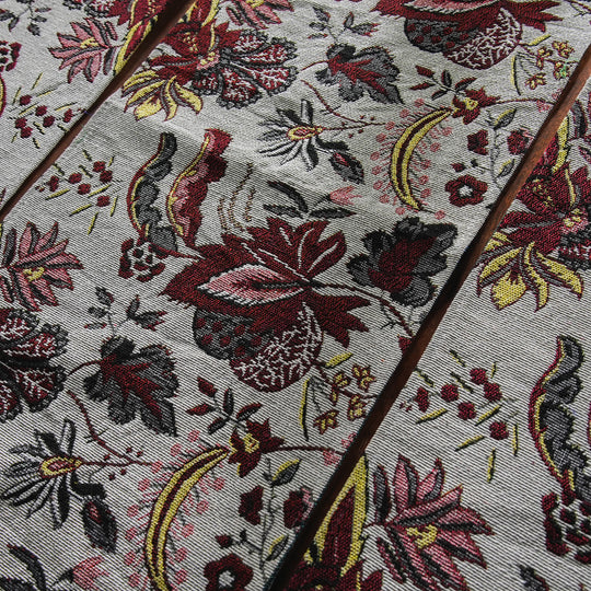 5er Set: Jacquard gewebter Tischläufer und 4 Tischsets, Blumen