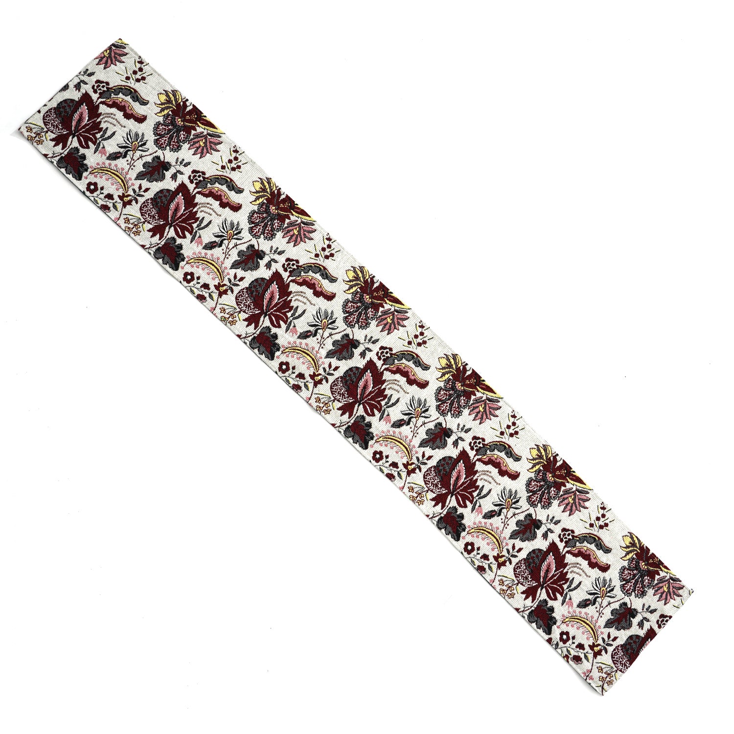 5er Set: Jacquard gewebter Tischläufer und 4 Tischsets, Blumen