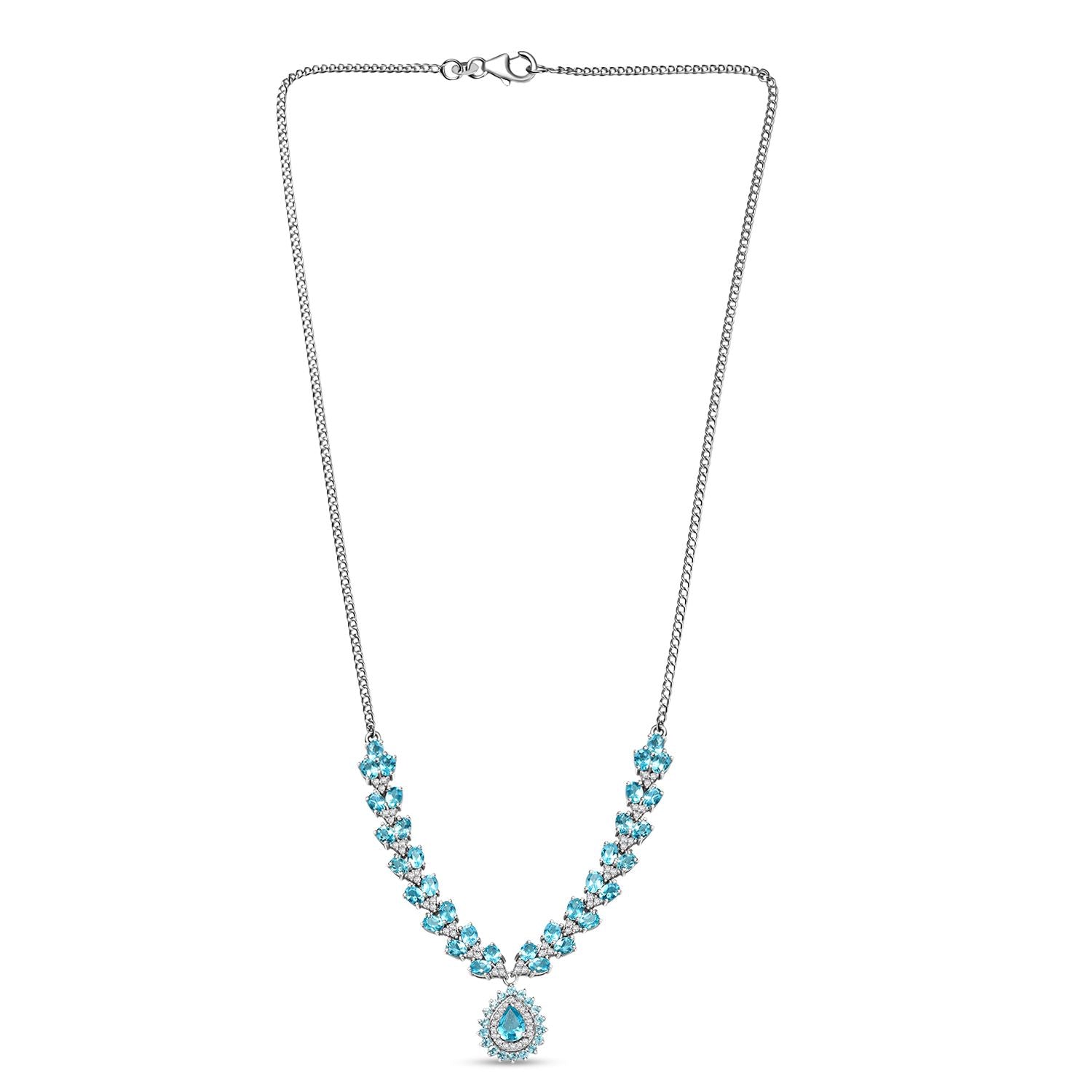 D'Joy AA Betroka blaue Apatit und Zirkon Ohrringe und 45cm Halskette