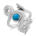 Royal Bali Kollektion - Natürlicher Sleeping Beauty Türkis Drachen Ring 925 Silber