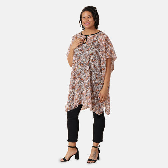 Chiffon Top, Paisleymuster, Einheitsgröße, braun