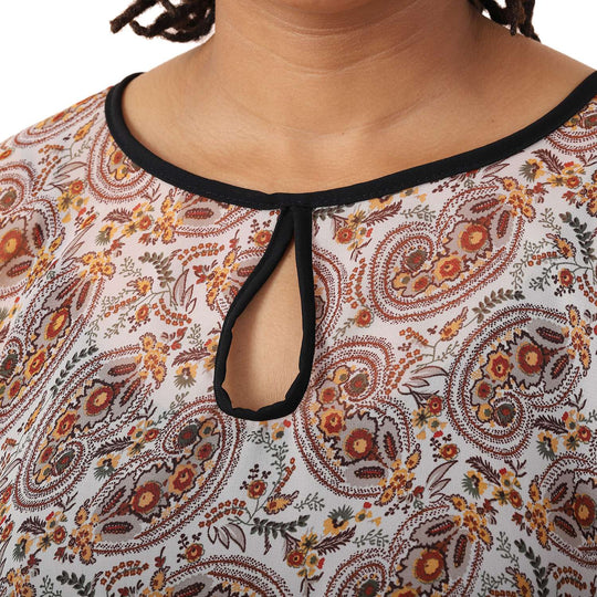 Chiffon Top, Paisleymuster, Einheitsgröße, braun