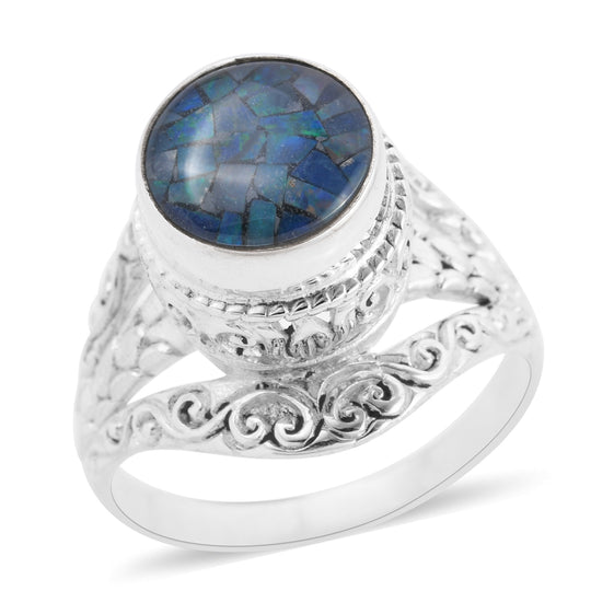 Royal Bali Kollektion - Mosaik-Opal Ring 925 Silber (Größe 17.00) ca. 2.48 ct