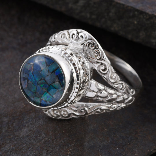 Royal Bali Kollektion - Mosaik-Opal Ring 925 Silber (Größe 17.00) ca. 2.48 ct