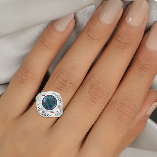 Royal Bali Kollektion - Mosaik-Opal Ring 925 Silber (Größe 17.00) ca. 2.48 ct