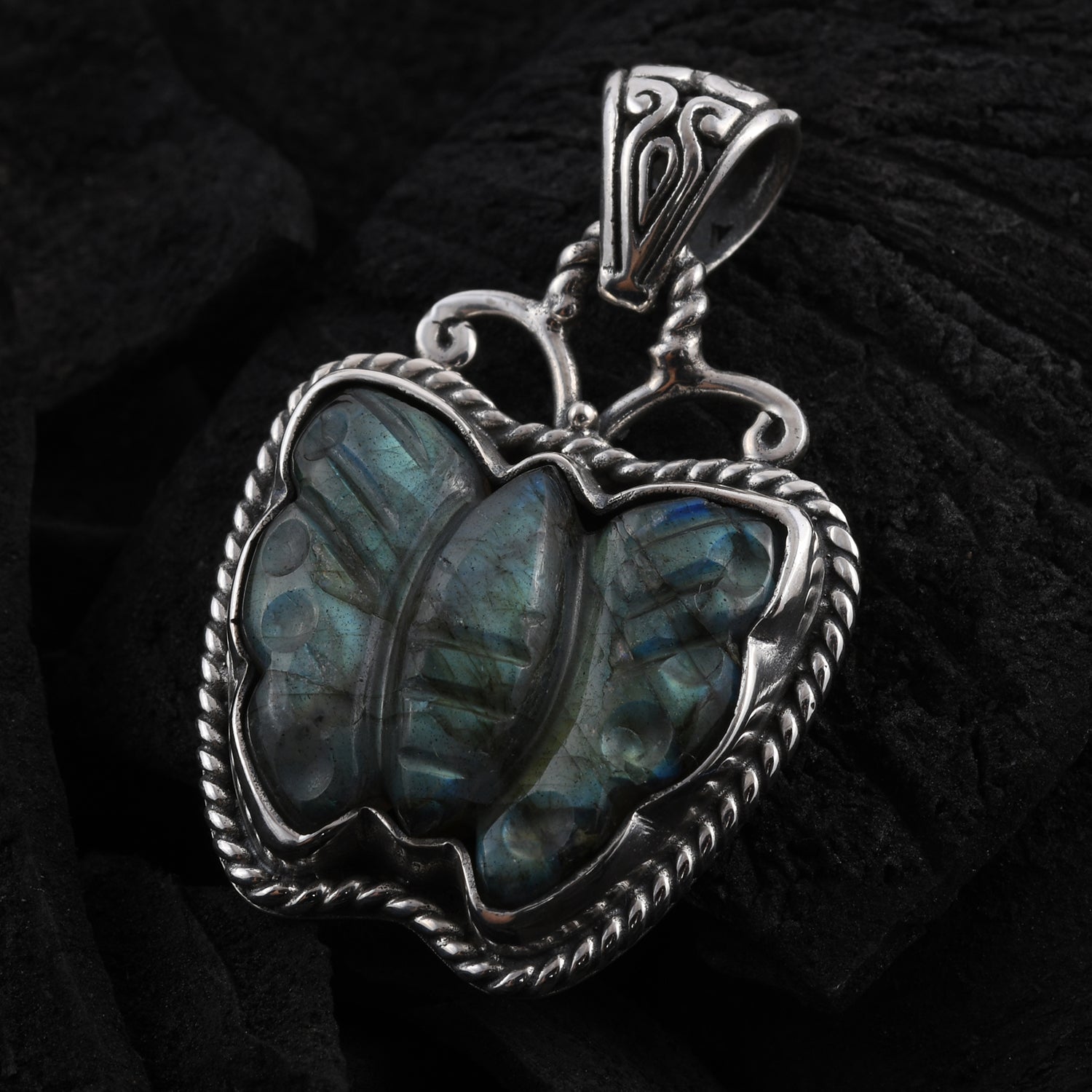 Royal Bali Kollektion - Labradorit Anhänger, 925 Silber ca. 15.56 ct