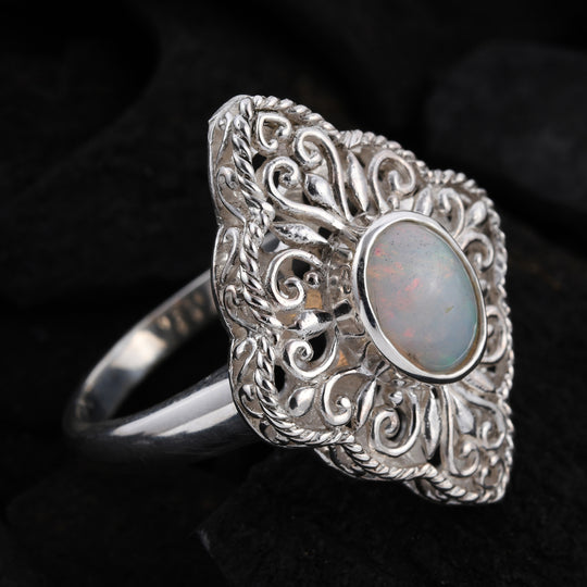 Royal Bali Kollektion - natürlicher, äthiopischer Opal-Ring, 925 Silber (Größe 19.00) ca. 1,17 ct