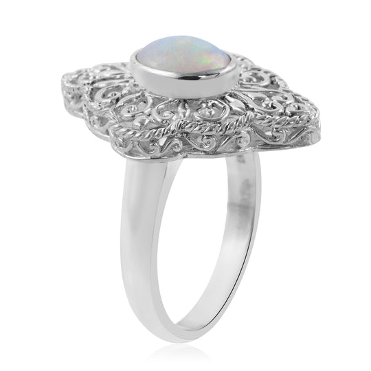Royal Bali Kollektion - natürlicher, äthiopischer Opal-Ring, 925 Silber (Größe 19.00) ca. 1,17 ct