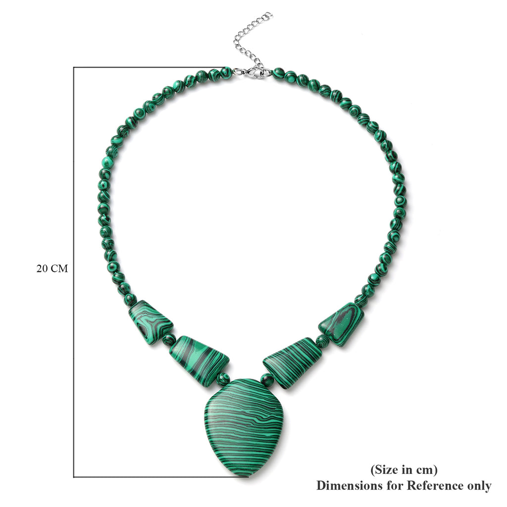 Mischen Erstellt Malachit Halskette ca. 45 cm Reiner Edelstahl ca. 210,50 ct.