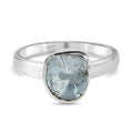 Handgearbeiteter Polki Blauer Diamant Fancy Solitär Ring 925 Silber Platin-Überzug