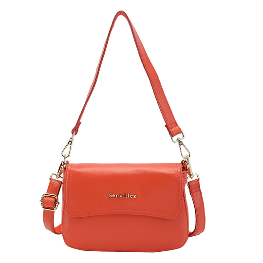 SENCILLEZ - 100% echte Leder Umhängetasche für Damen, Größe 22x6x14 cm, Grau