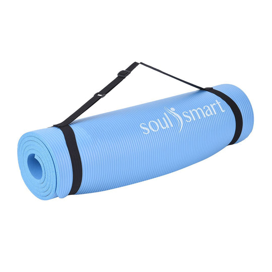 SOUL SMART - NBR Yoga-Matte mit Riemen, feuchtigkeitsbeständig, 188x61cm, schwarz