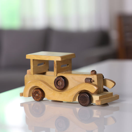 Haldu & Sheesham Holz, handgefertigter Holzspielzeug-Zug mit Fächern, Größe 45,5x4,25x8,25 cm, Braun