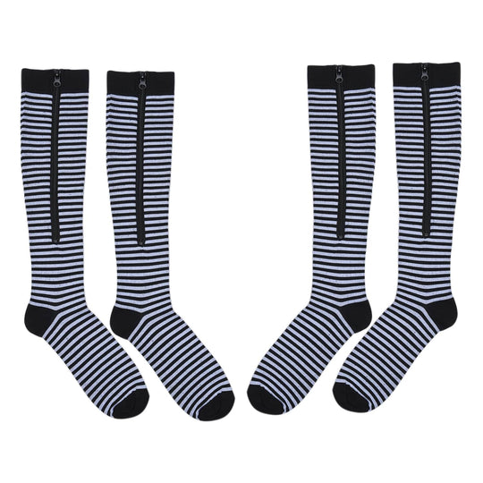 2er-Set Reißverschluss-Socken aus Spandex und Nylon, 38cm Länge, L/XL, Schwarz-Weiß