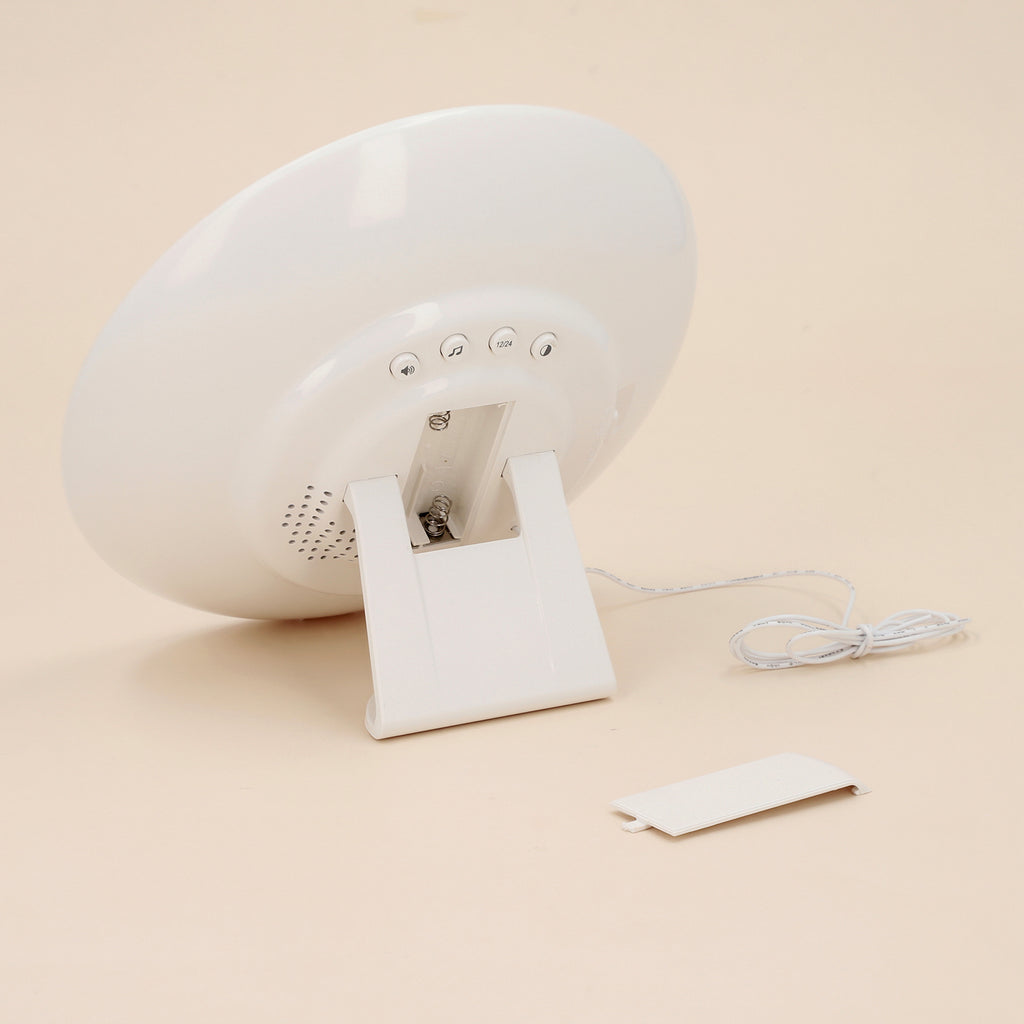 Wecker mit Wecklicht, Lautsprecher, Signalfunktion und Lichttherapie-Lampe, Weiß