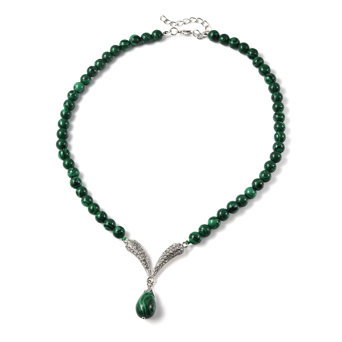 Erstellt Malachit, Weißer Österreichischer Kristall Halskette ca. 50 cm  ca. 29,00 ct