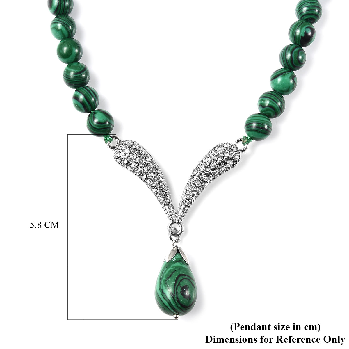 Erstellt Malachit, Weißer Österreichischer Kristall Halskette ca. 50 cm  ca. 29,00 ct