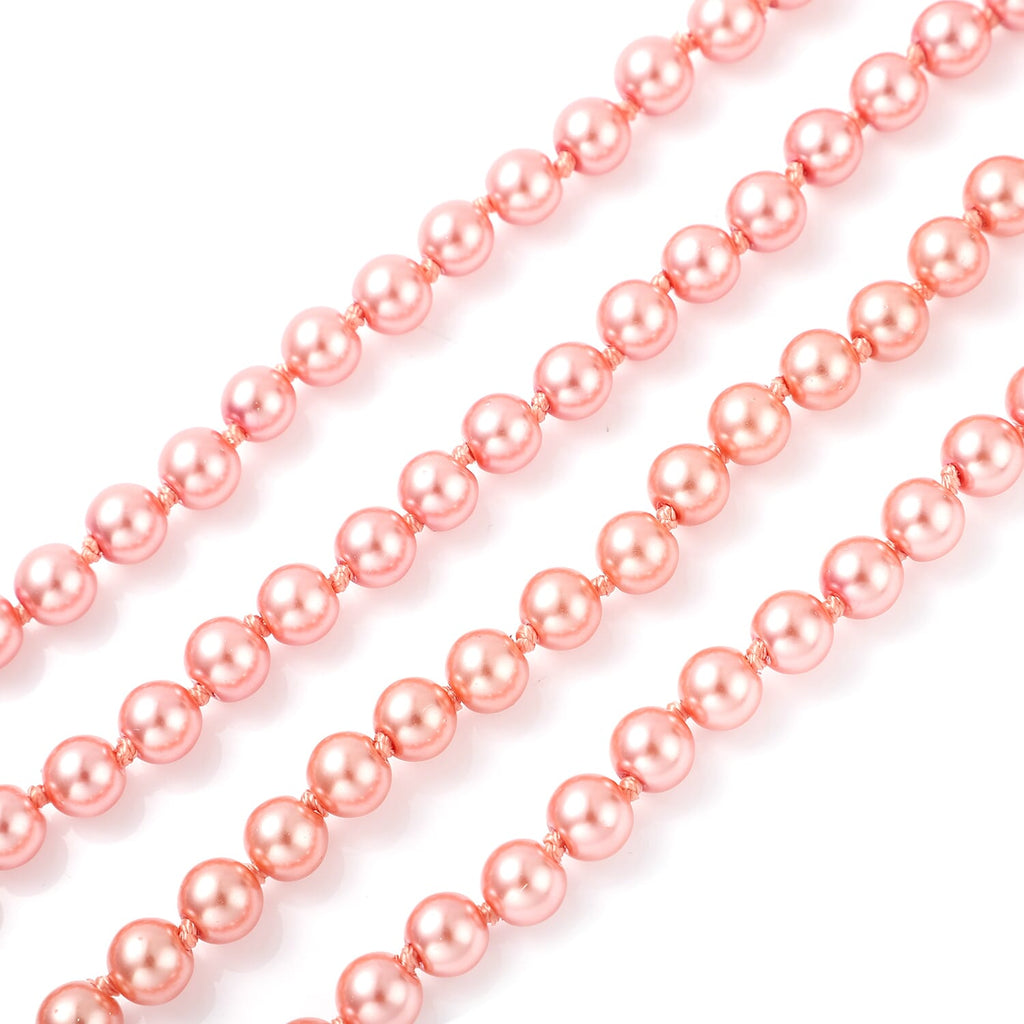 Glasperle, Kunststoff Perle mehrreihige Halskette ca. 56 cm+ 7.5 cm extender, Eisen rosévergoldet