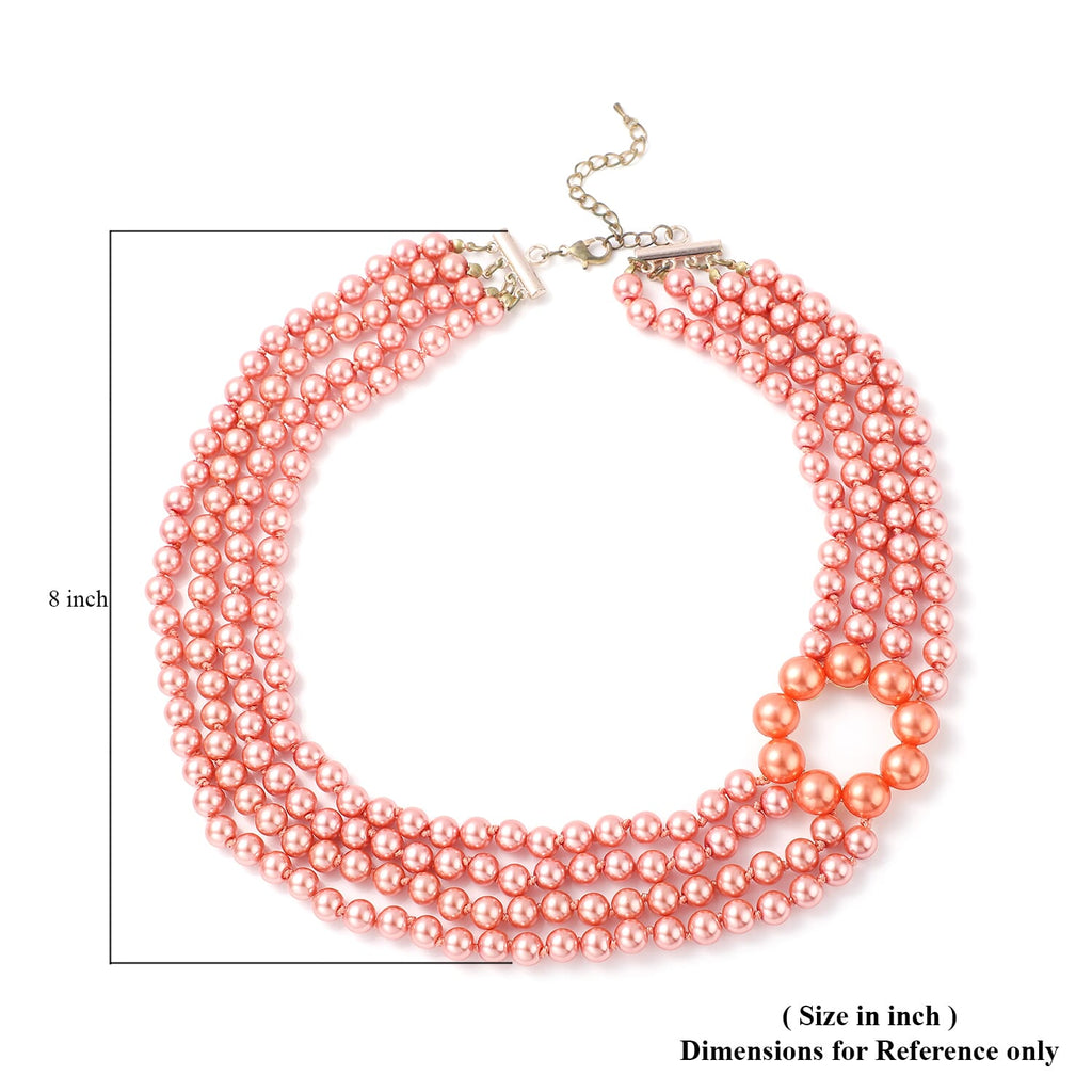 Glasperle, Kunststoff Perle mehrreihige Halskette ca. 56 cm+ 7.5 cm extender, Eisen rosévergoldet