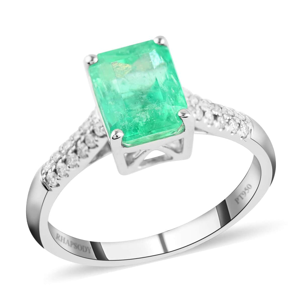 Rhapsody AAAA Kolumbianischer Smaragd, Weißer Diamant Ring 950 Platin (Größe 17.00) ca. 3.00 ct