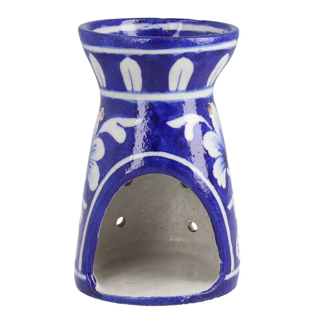 Keramik Duftlampe mit 3 ätherischen Ölen, Handbemalt, blau