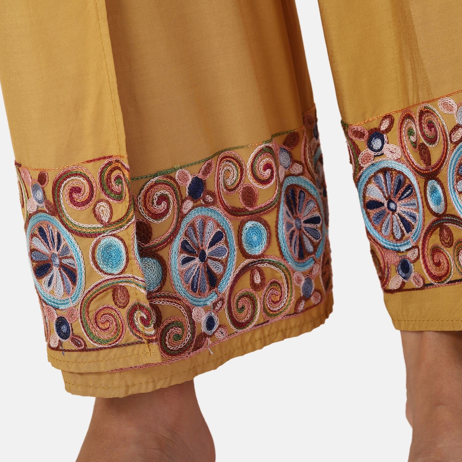 LA MAREY - bestickte Sommerhose, gelb, 38-42