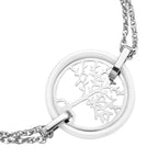 Weißes Keramik Armband, 18 cm, Edelstahl