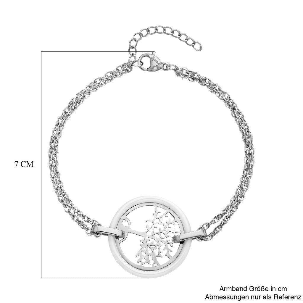 Weißes Keramik Armband, 18 cm, Edelstahl