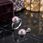 Royal Bali Kollektion- Rosa Mabe Perle Ring und Anhänger