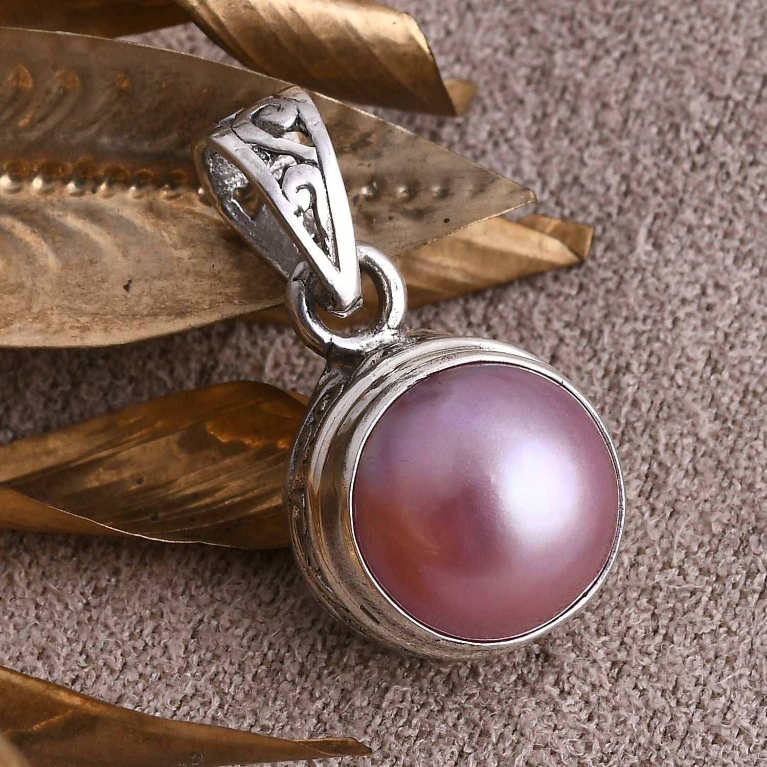 Royal Bali Kollektion- Rosa Mabe Perle Ring und Anhänger