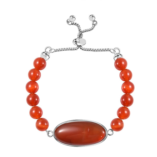 Flexibles gelbes Tigerauge Bolo-Armband, 15-22cm, Edelstahl - 70 ct.