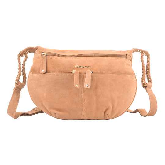 Crossbody Tasche aus 100% echtem Leder, Größe 33x3,8x25,4 cm, Hellbraun