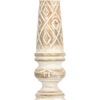 Set aus 2 antiken geschnitzten Holzkerzenhaltern mit quadratischem Ständer, 38cm, Beige