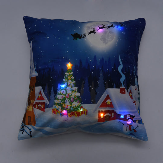 WeihnachtsKissen mit Füllung und LED licht, Größe 45x45 cm, Weinachtsmond