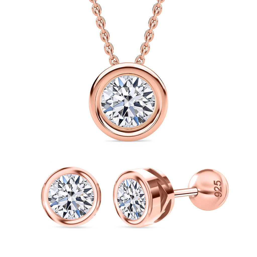 LUXURIANT SGL zertifizierte VS-EF Labor Diamant Ohrringe und Anhänger mit 50cm Kette