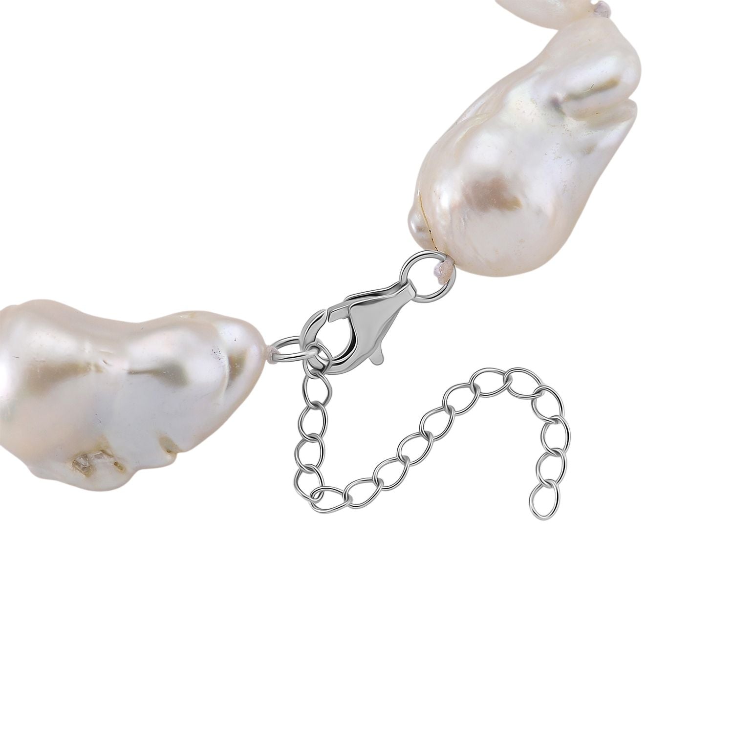 D'Joy Weiße Barockperle 50cm Halskette und 19+5cm Armband