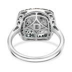 D'Joy blauer und weißer Diamant zweifarbiger Ring und Anhänger mit 50cm Kette