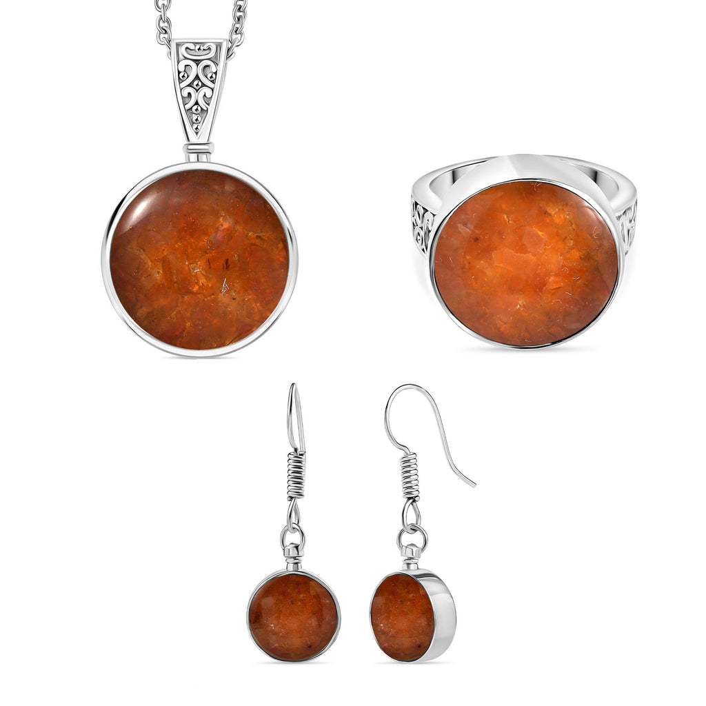 Feueropal Matrix Schmuckset