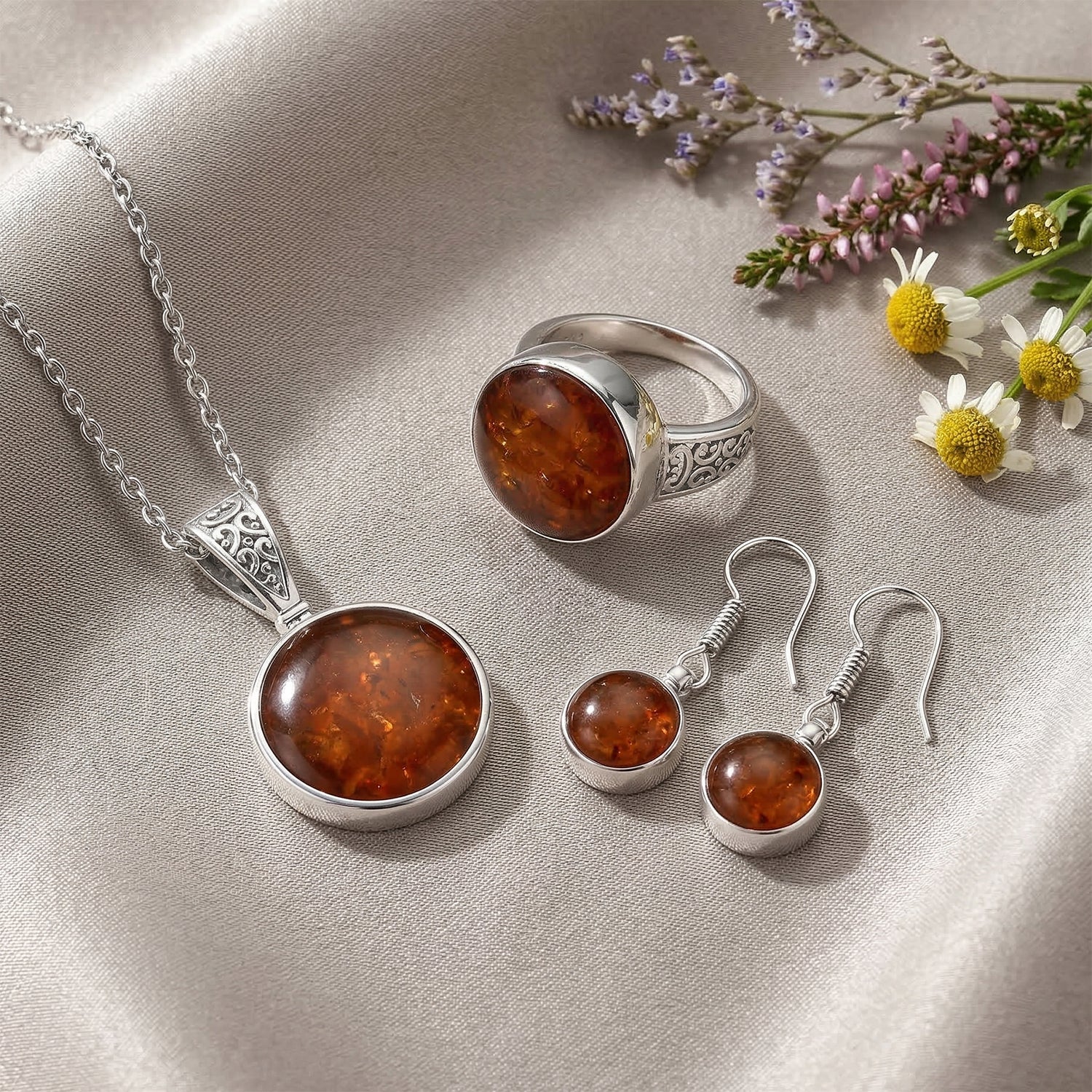 Feueropal Matrix Schmuckset