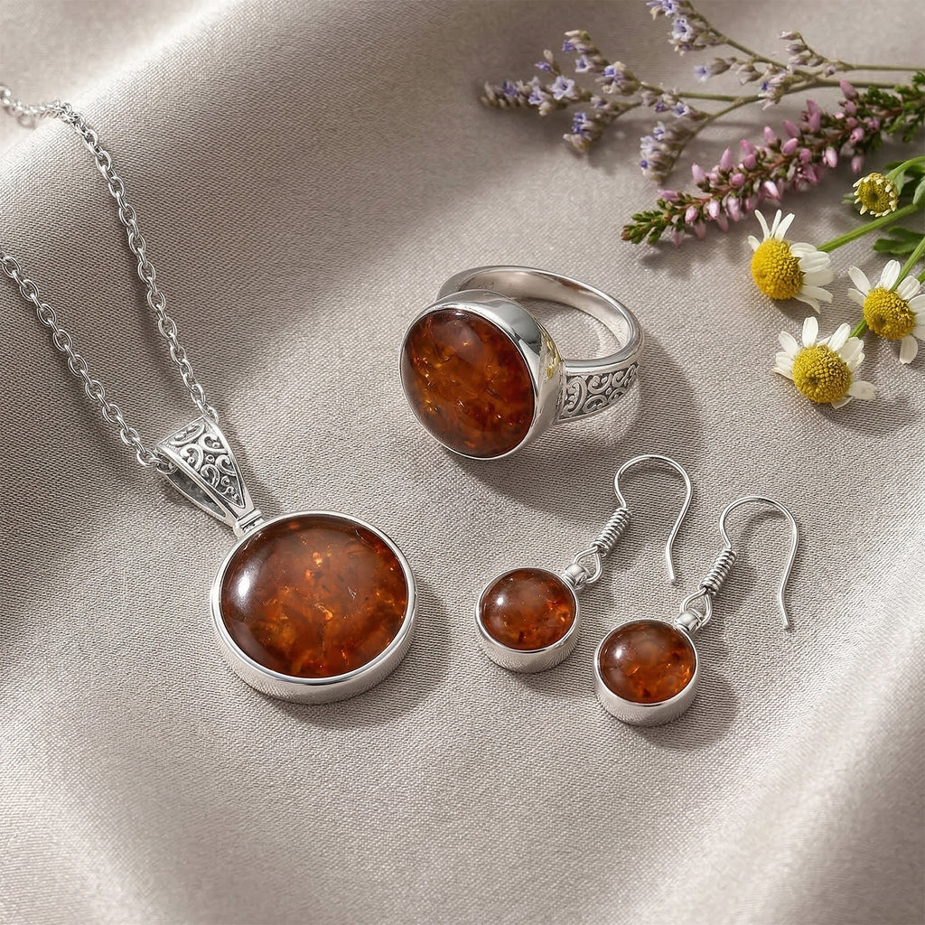 Feueropal Matrix Schmuckset